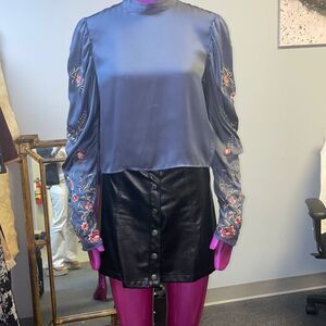 H&M silky floral embroidery top